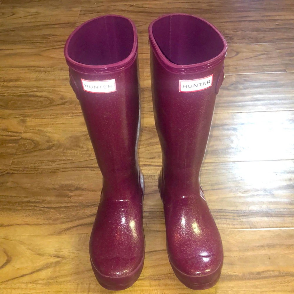 Hunter Glitter purple/magenta Rain Boots Girls